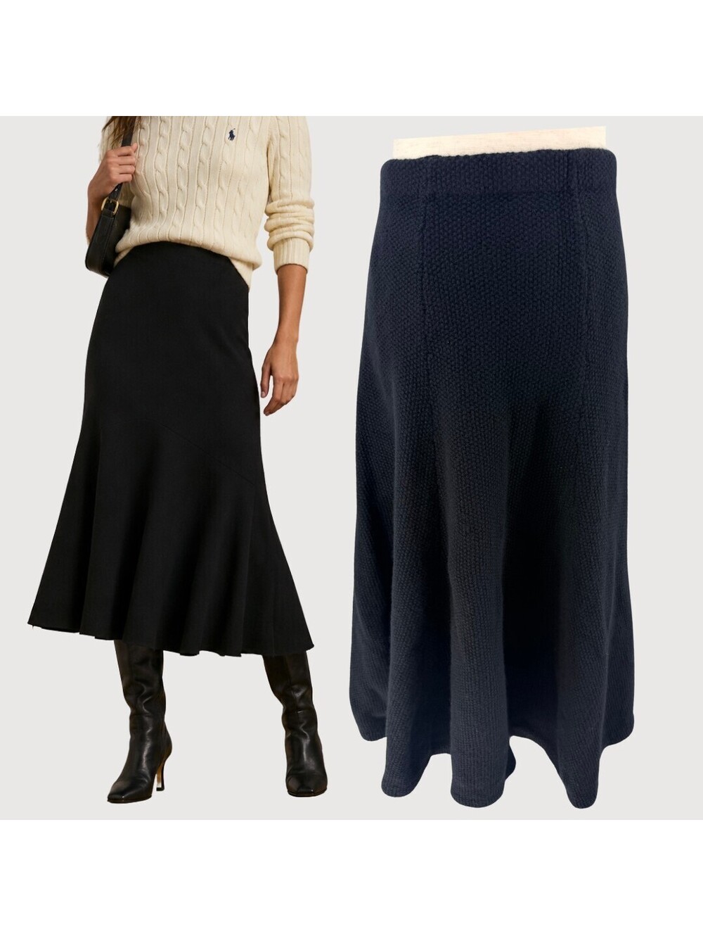 Lauren Ralph Lauren Lambswool Black Midi Skirt M